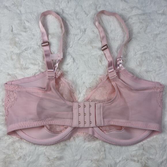 Victoria’s Secret Dream Angels Unlined Uplift Lace Bra Pretty Blossom Pink 38DDD - Picture 2 of 7